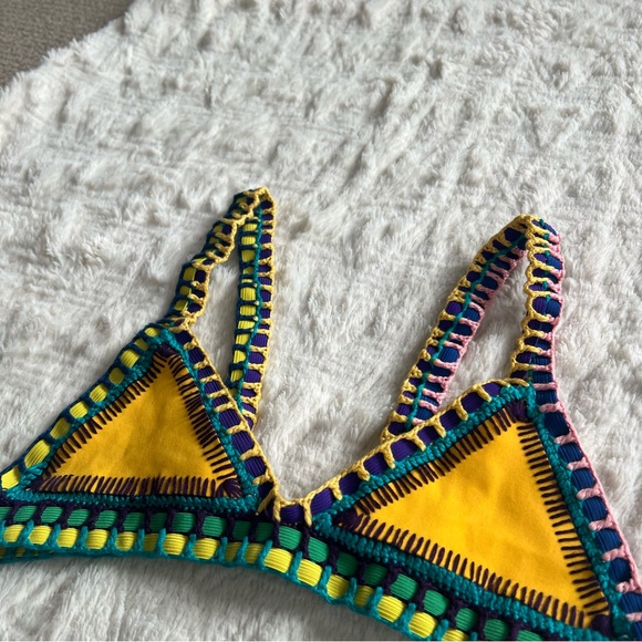 Kiini Yellow Multicolor Bikini Top - Picture 2 of 4